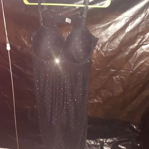 Babbydoll black  shiny sequence sheer fitted bra